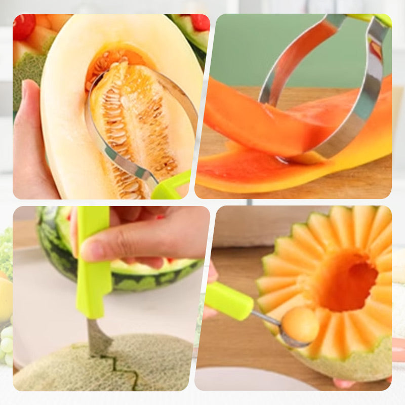 🍉3-in-1 Stainless Steel Melon Baller Scoop Tool Kit