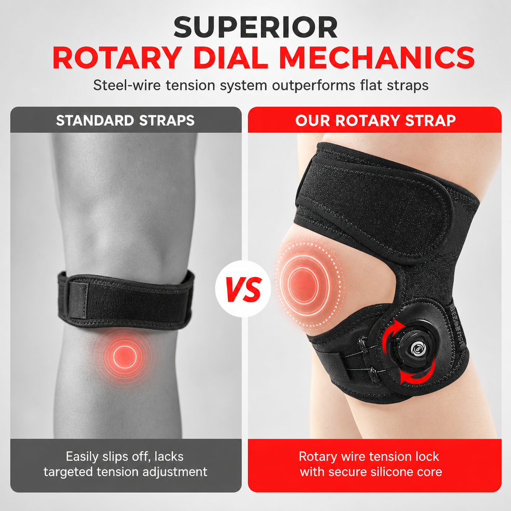 🥳2026 HOT SALE🥳💞50K+ SOLD! 🦵🔒 50% OFF! Adjustable Silicone Stabilizer Strap – dial-adjusted steel wire compression, shock-absorbing pad & breathable dual strap. Stable for running & tennis! 🛡️💪