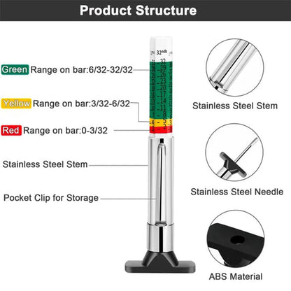 Portable Car Tire Tread Depth Gauge