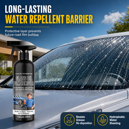 🚗Car Glass Oil Film Remover Spray💦Powerful Windshield Decontamination and Bug Residue Cleaner for Clear Driving Vision