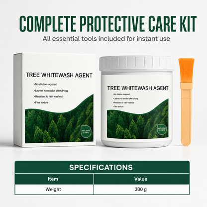 Tree Trunk Whitewash Protective Set 300g with Brush for Frost and Insect Protection on Roadside Trees