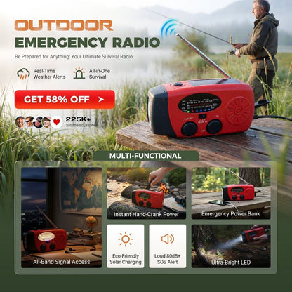 ⏰ Portable Solar & Hand Crank Emergency Radio – LED Light & NOAA ✨