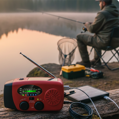 ⏰ Portable Solar & Hand Crank Emergency Radio – LED Light & NOAA ✨