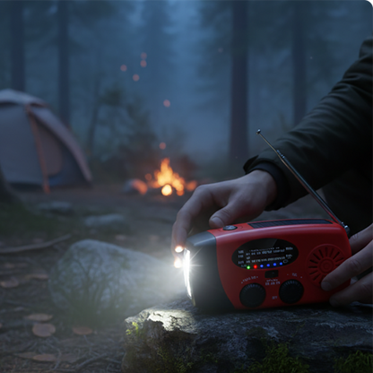 ⏰ Portable Solar & Hand Crank Emergency Radio – LED Light & NOAA ✨